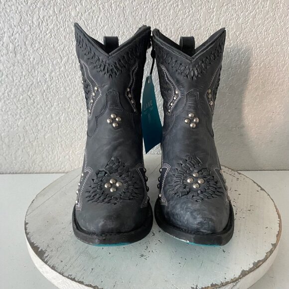 Lane COSSETTE Womens Black Cowboy Bootie 7.5 Western Cowgirl Short Ankle Boots - Picture 5 of 11